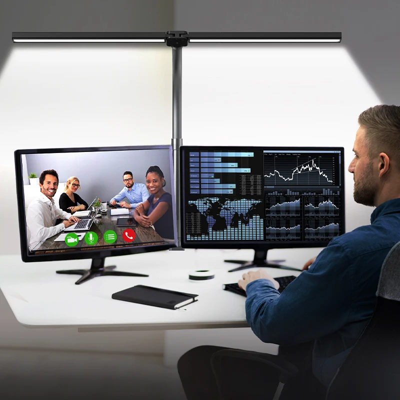 Low Bule Wholesale Monitor Lamp desk gooseneck desk lamps dimmable task lamp with flexible long swing arm for games Art work