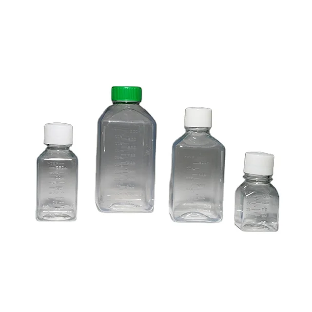 Transparent 1000 ml sampling bottle medical science cell culture sterile petg media bottle