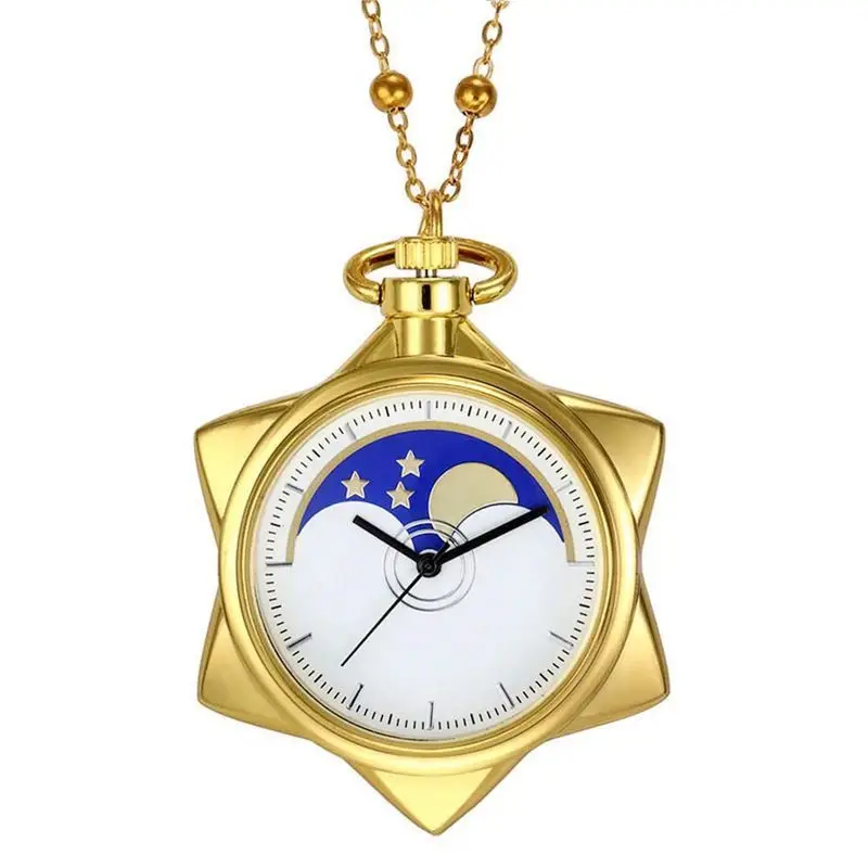 Japan Anime Cosplay Gift Girls Sailor Moon Clock Antique Pendant Chain Silver Quartz Pocket Watch With Necklace Charm
