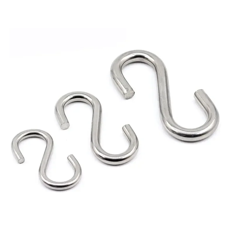 Heavy duty stainless steel s shaped hooks triangle hanger snap carabiner 50mm 6 inch 150mm s hook