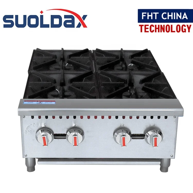 Suoldax FHT-CHINA ETL Certificate Commercial Gas Cooking range cooker  Tabletop 4 burners table top gas stove&Hotplate