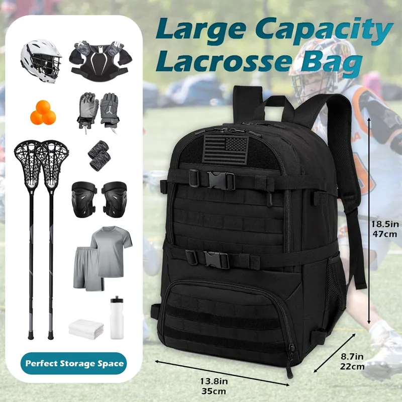 field hockey bags custom tactical lacrosse kit bag sports equipment backpack with external buckle strap to fix helmet