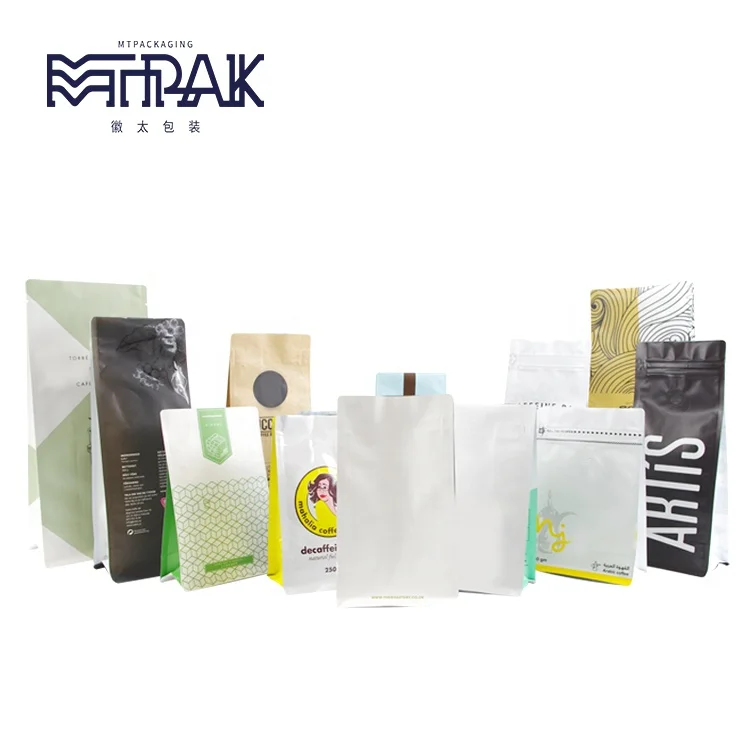 
Eco-friendly Food Grade Black plastic matte finish black Flat bottom pouch Coffee Bag 