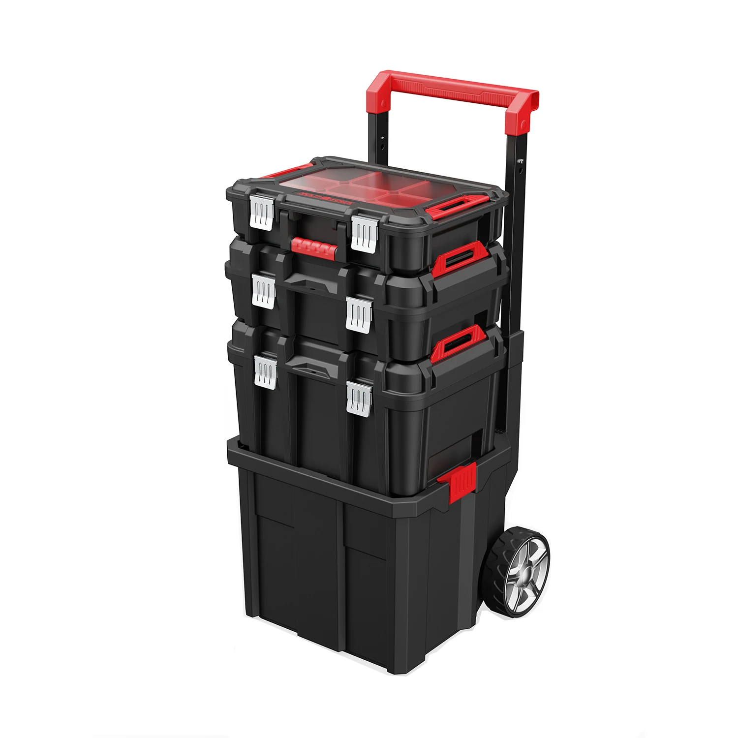 Vertak 4 in 1 stackable drawer tool box cart with wheels removable shelf storage box organizer