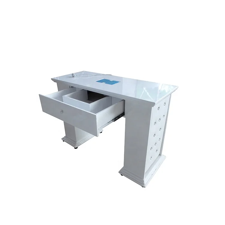 Modern portable white beauty salon tables tech technician nail station furniture manicure with dust collector and fan for nail