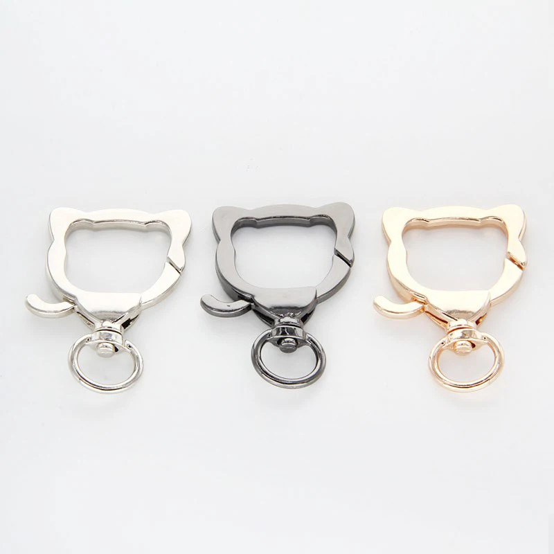 DIY Zinc Alloy Spring Clasp Cute Cat Cartoon Hardware Handmade Jewelry Accessories Hanging Clasp Metal Keychain