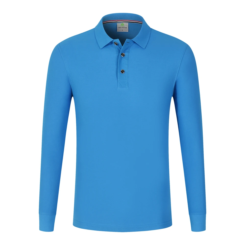 Factory hot selling  pure cotton golf long sleeve thick shirt polo shirts custom logo