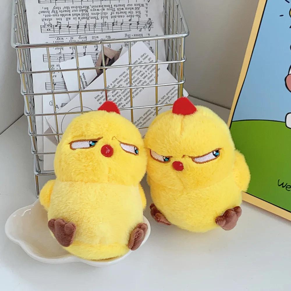 1pc 12cm Cute Angry Chicken Plush Doll Pendant Keychain Schoolbag Luggage Pendant Decoration Toy Plush Keychains