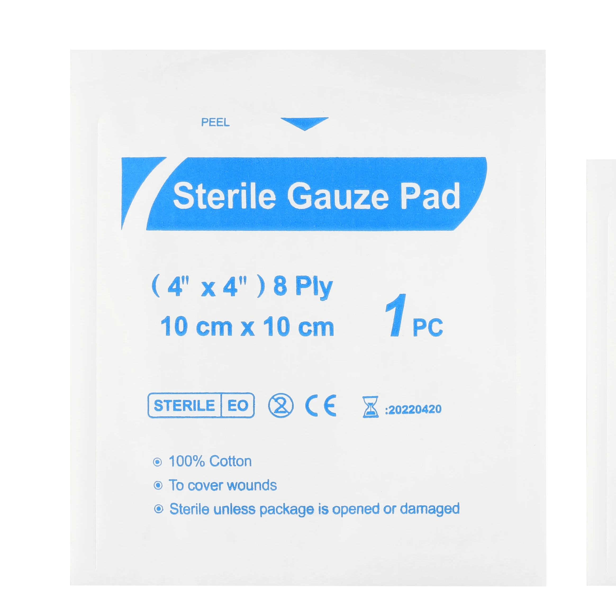 first-aid gauze pad 10*10cm medical sterile gauze pad individual package CE approved