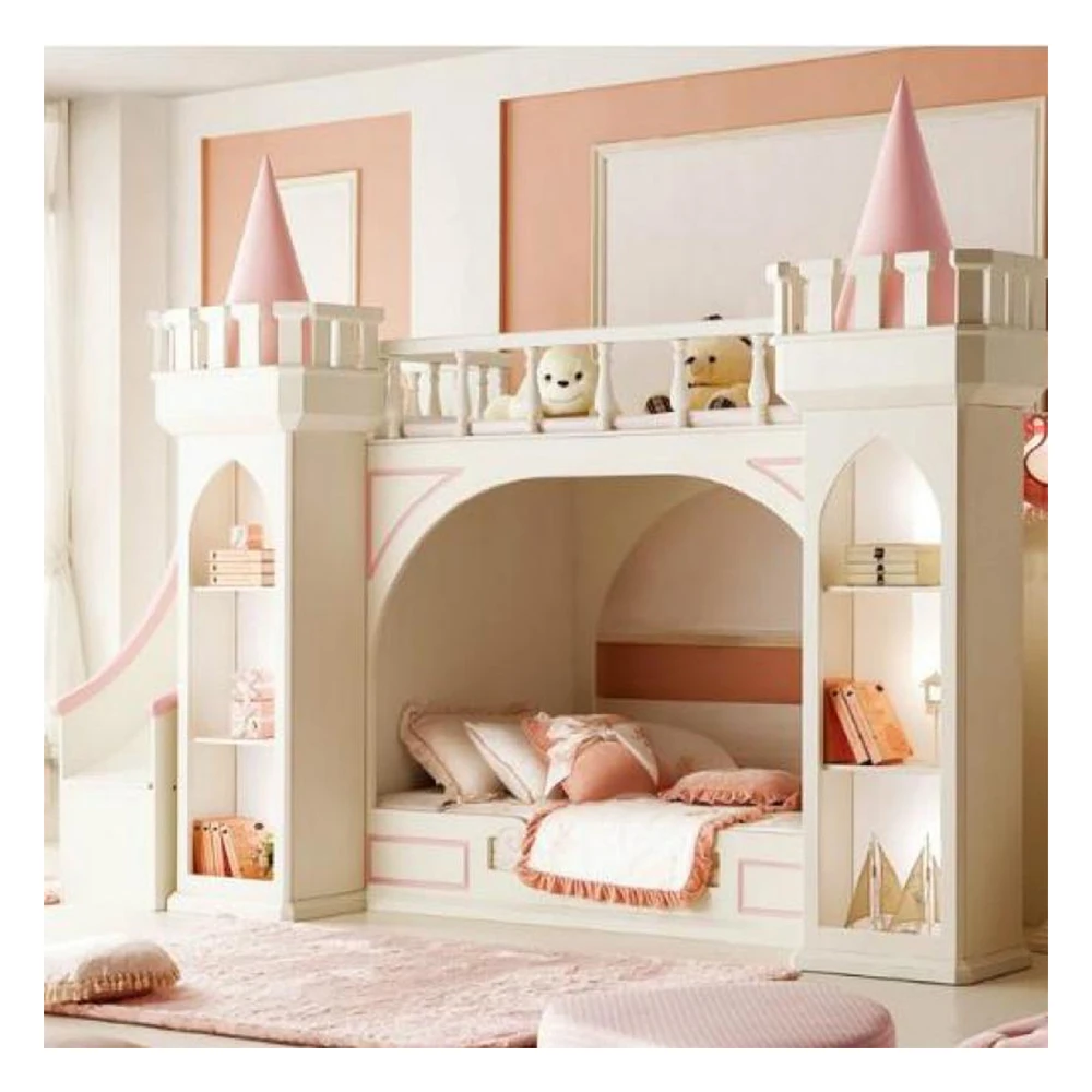 Wooden Modern Furniture Princess Castle Bed Double Wood Bed Furniture For Kids