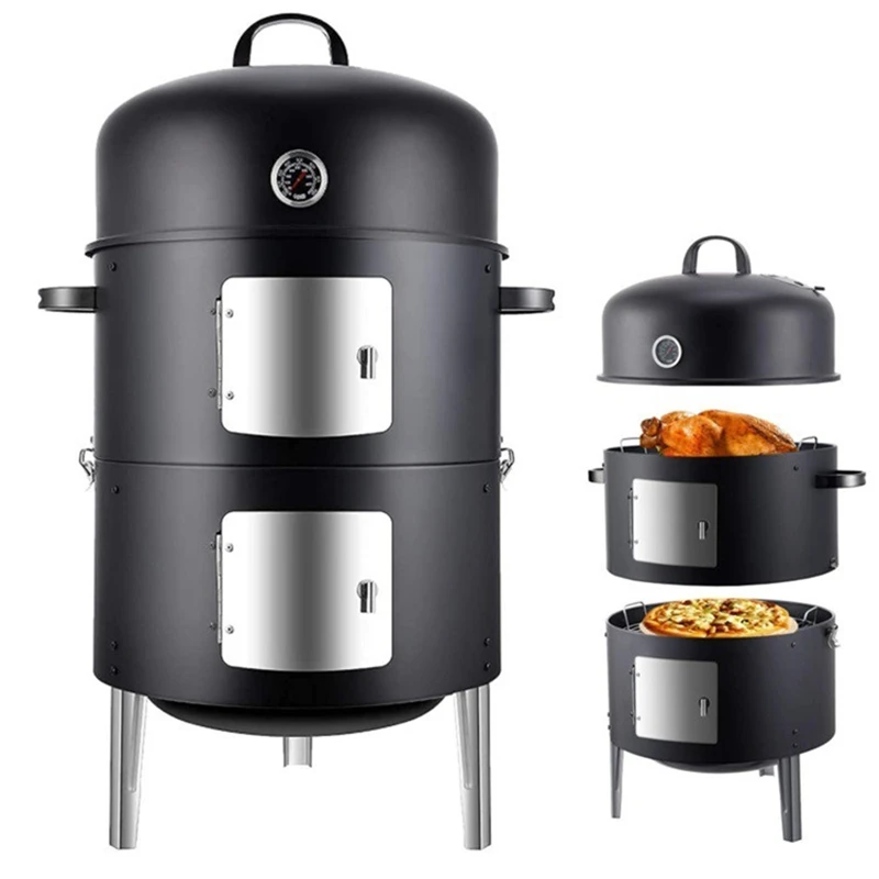 Smokeless Charcoal Barbecue Grill Smoker 3 Layers Tower Vertical Barrel Smoked BBQ Grills