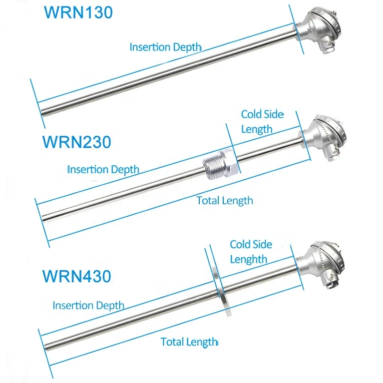 HK K type thermocouple 0-1300c temperature sensor Sheath flexible 4-20ma 24v transmitter Probe  N K E J pt100 pt1000