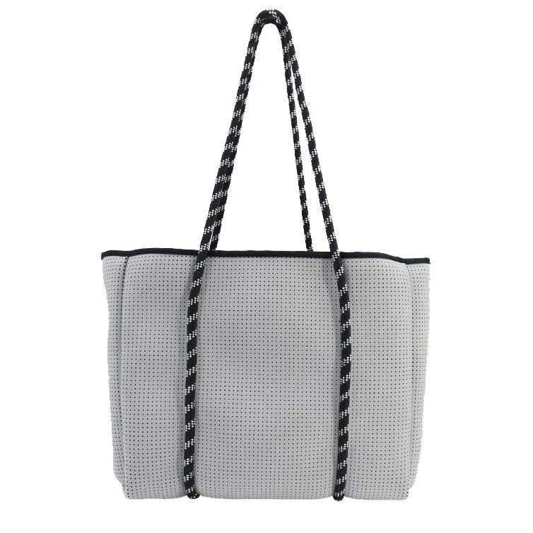 Multipurpose Custom Neoprene Shopping Summer Beach Tote Bags With Inner Zipper Pocket For Women