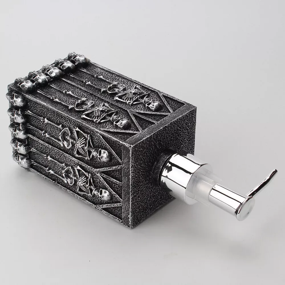 Customized Dark Style Skull Hand Sanitizer Bottled Resin Storage Bathroom Hand Sanitizer Resin Bottle For Washroom Home Decor