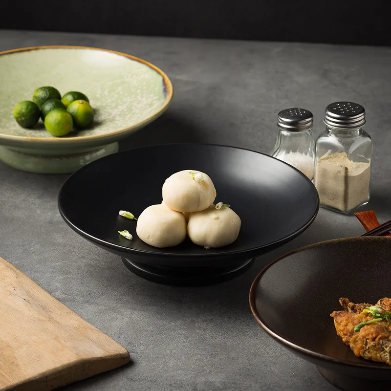 nordic vintage style ceram plate black china ceramic dinner plate for wedding decoration