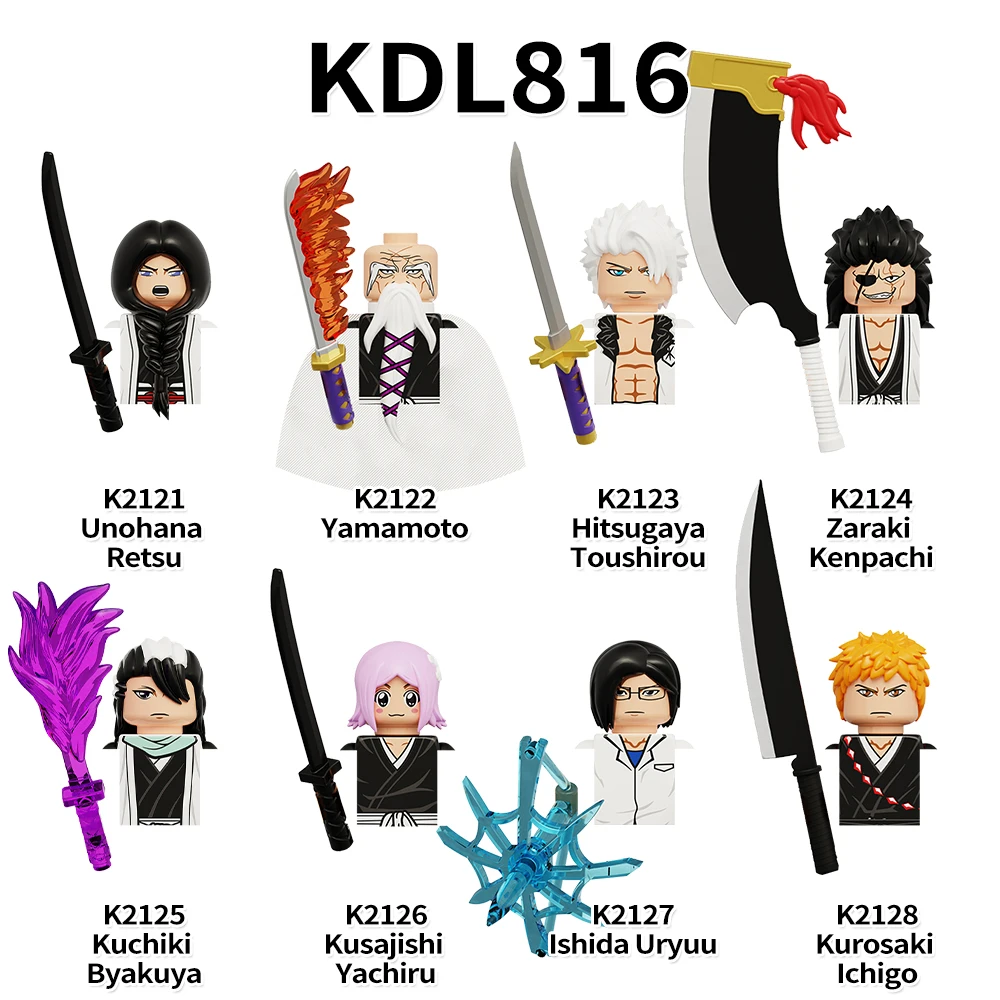KDL816 Uzumaki аниме Unohana Retau Yamamoto Hitsugaya Toushirou Zaraki Kenpachi Ichigo мини-конструктор детские игрушки