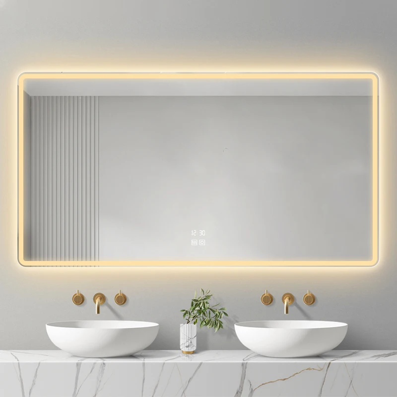 Saa Fcc Certificates Bathroom Digital Clock Touch Sensor Mirror Led Bathroom Mirror With Blue Tooth