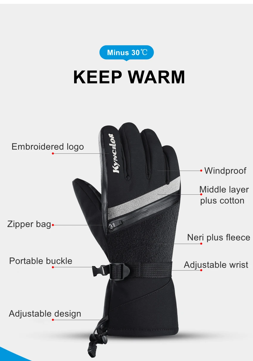 Winter Waterproof Snowboard Snow Warm Touchscreen Cold Weather Ski