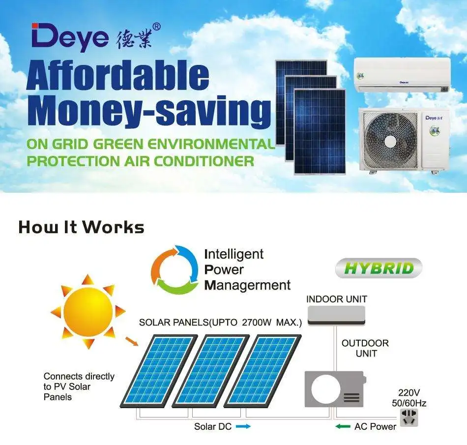 Гибридный климатический солнечный кондиционер Deye Dc 12000btu-24000btu