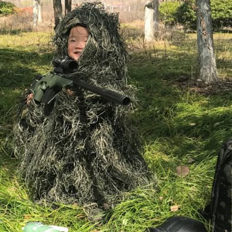 3D Leafy Bow Hidden Kids Children Youth Sniper Hunting Camo Snow Clothing Gillie Ghillie Suits Camouflage