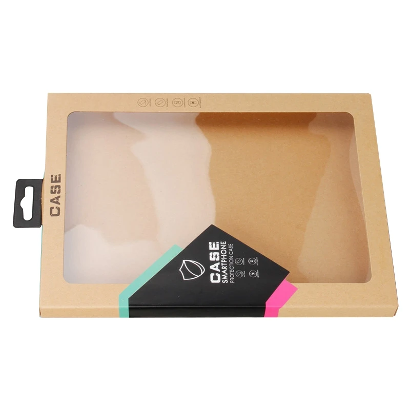 customized logo kraft paper mobile phone case packaging box with Pvc window