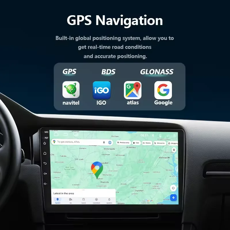 Stream 9/10 inch 2G+64G 4G+64G Android Car Radio Multimedia Video Player Navigation GPS Wireless 5.0 Bluetooth