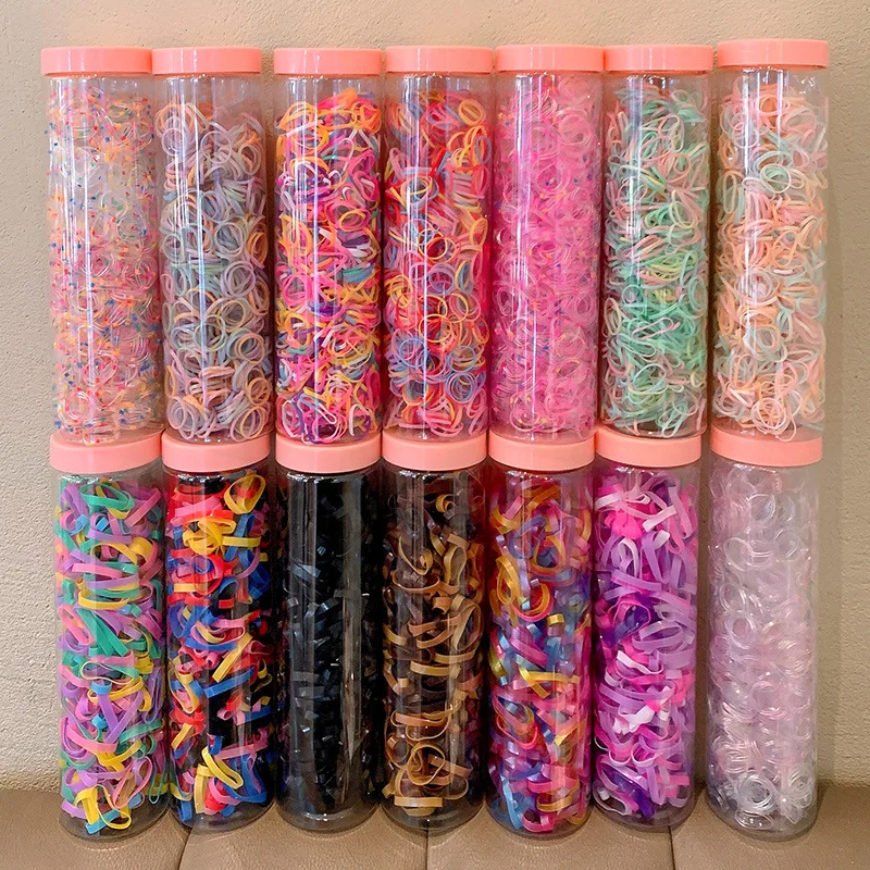 Factory cheap hair ties multi candy color synthetic hair rope for baby kid 1000pcs/450pcs black hair TPU rubber band accessories