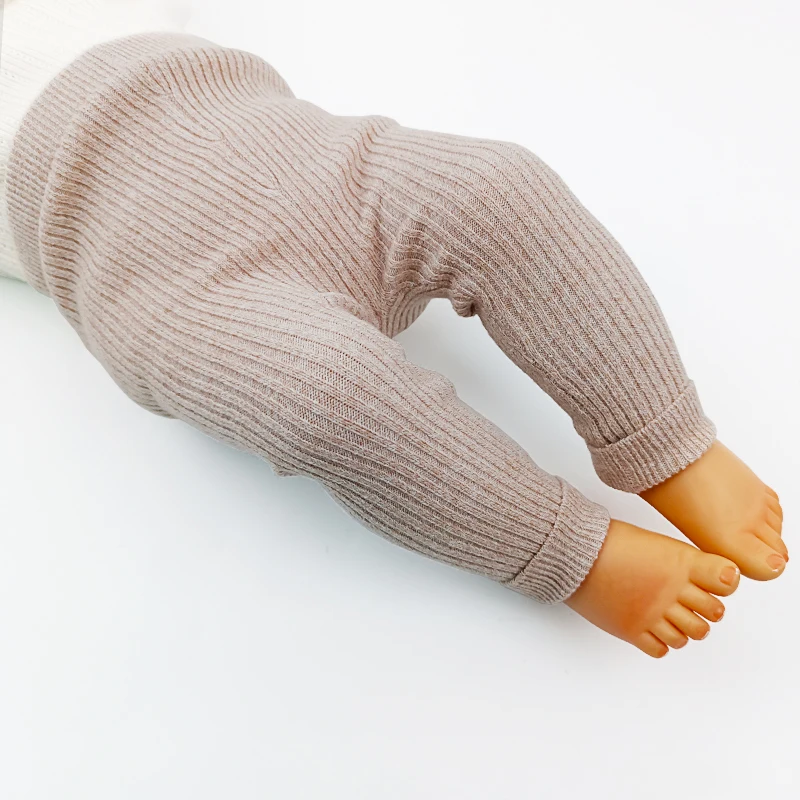 Pinuotu Baby Knitted Pants Custom Newborn Ribbed Tights Boys Girls Knitwear Frill Baby Cotton Knit Legging Pants