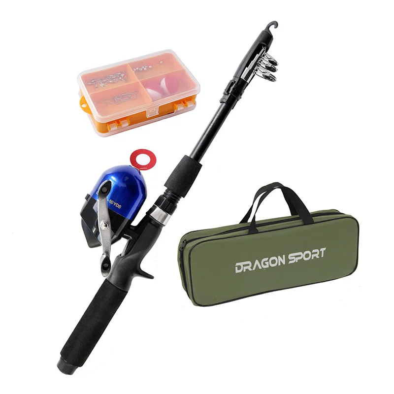Dragon sport portable  fishing rod set Reel Combos Full Kit Fishing Accessories for Kid Beginners Adults Freshwater Saltwater