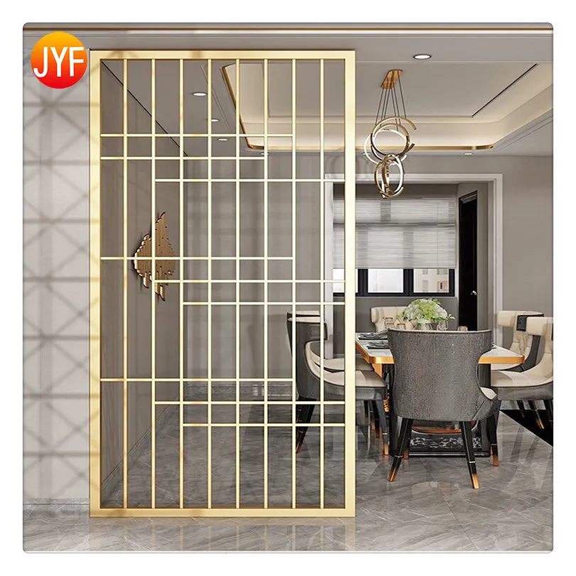 S030207 AISI Ti 304 Wall Hanging Room Dividers Gold Stainless Steel Folded Laser Cutting Screen Dividers