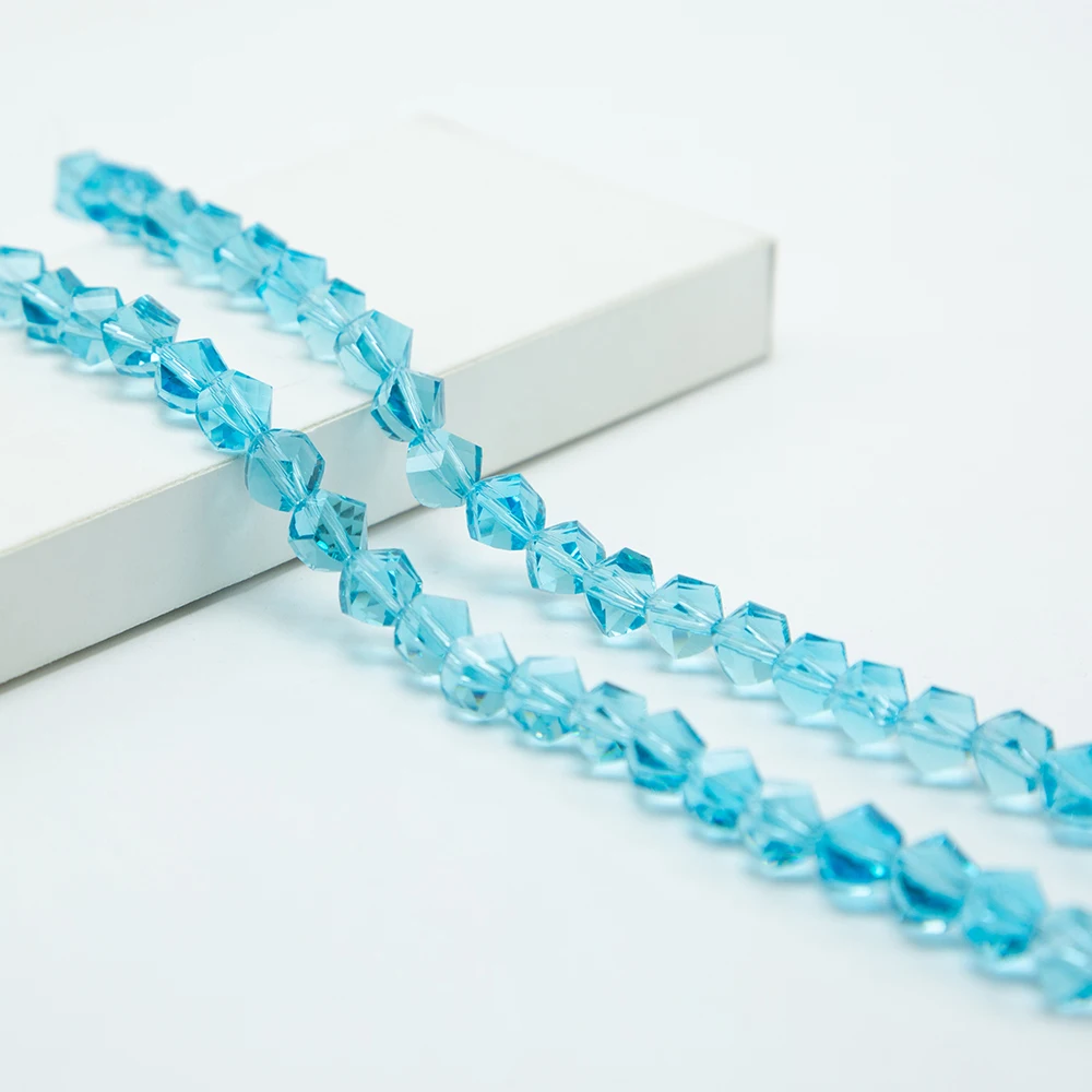 8mm Blue Glass Beads Faceted Twist Beads for Jewelry Making