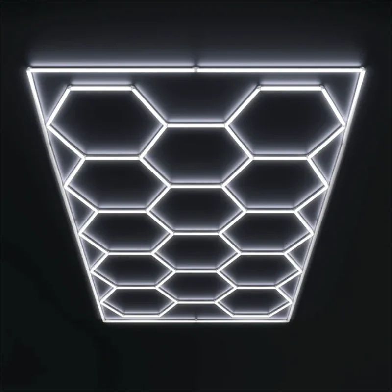 Suspend Hexagon Led Panel Modern Hanging Light Hexagonal for Decor Barber Shop