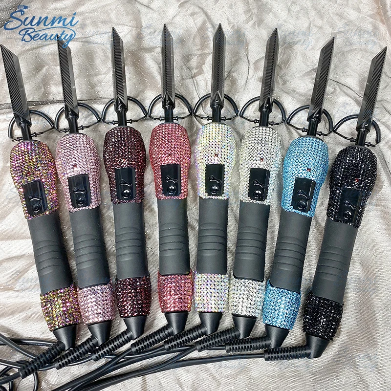 Изготовленным на заказ логосом Горячая расческа Электрический 500 градусов, оптовая торговля СТМ медь выпрямитель для волос со стразами Блестящие Ярко расчески