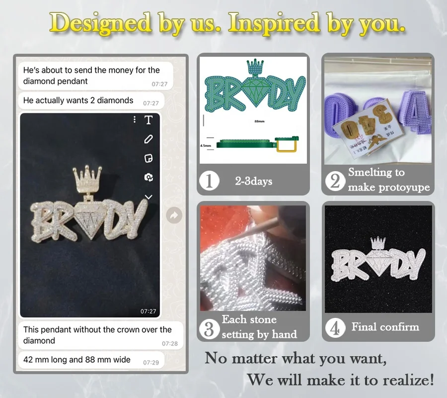 RTS VVS Diamond Pass Diamond Tester Iced Out Moissanite Pendant Custom 925 Silver Hip Hop  Fine Jewelry Pendant Link Chain