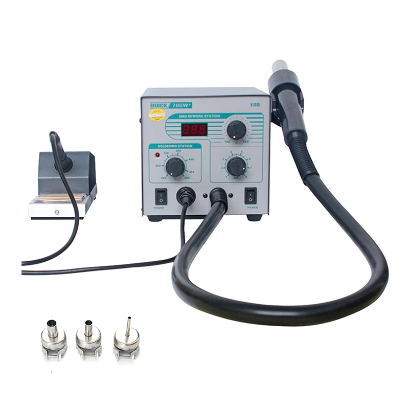 Быстрая паяльная станция 706 Вт + BGA, паяльник с термофеном, бессвинцовая наладочная станция с 3 насадками