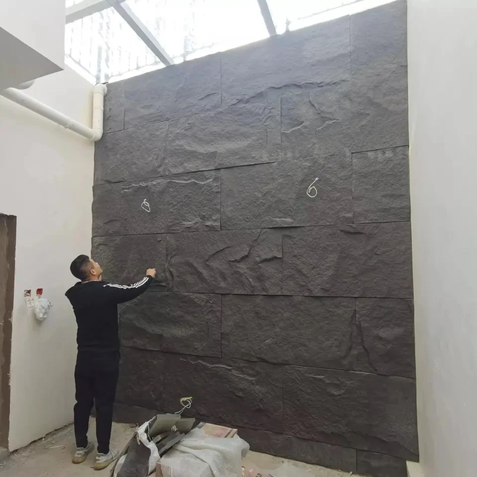 BAIJIN 3D Wall Panels Interior Wall Flexible Decor Industrial Style PU Faux Mushroom Stone Wall Panel