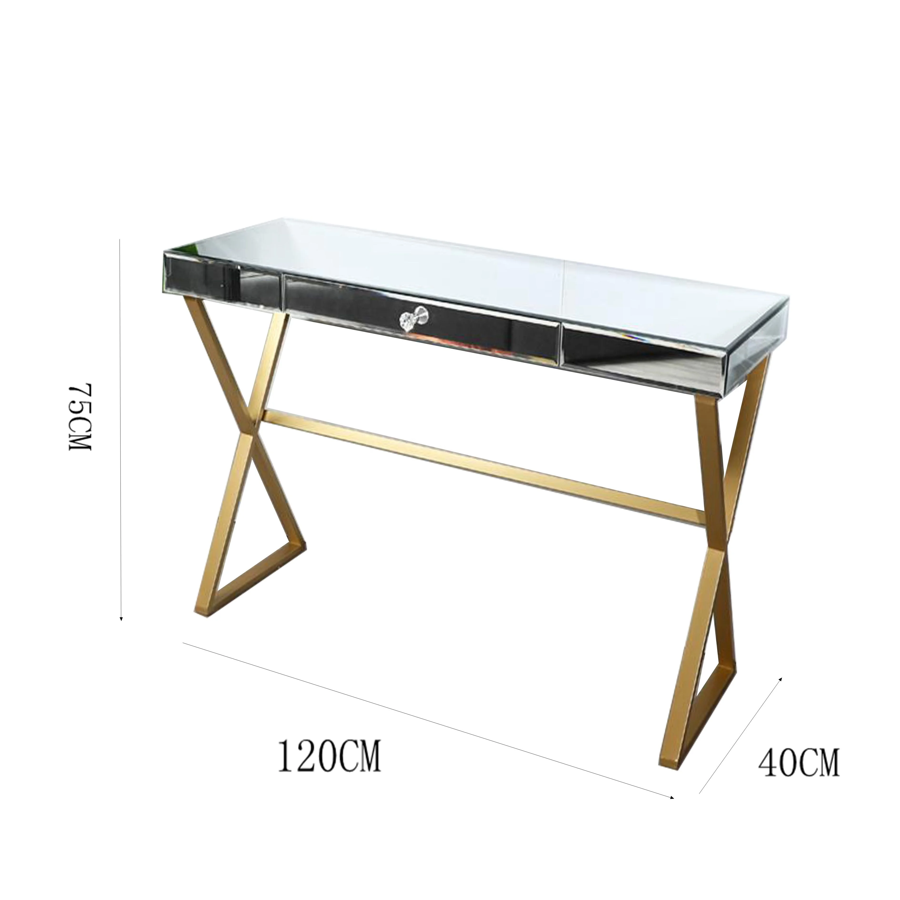 Modern Mirrored Desk Entry Table with 1 Drawers Mirrored Console Tables for Entryway Mirrored Vanity Makeup  Hallway table