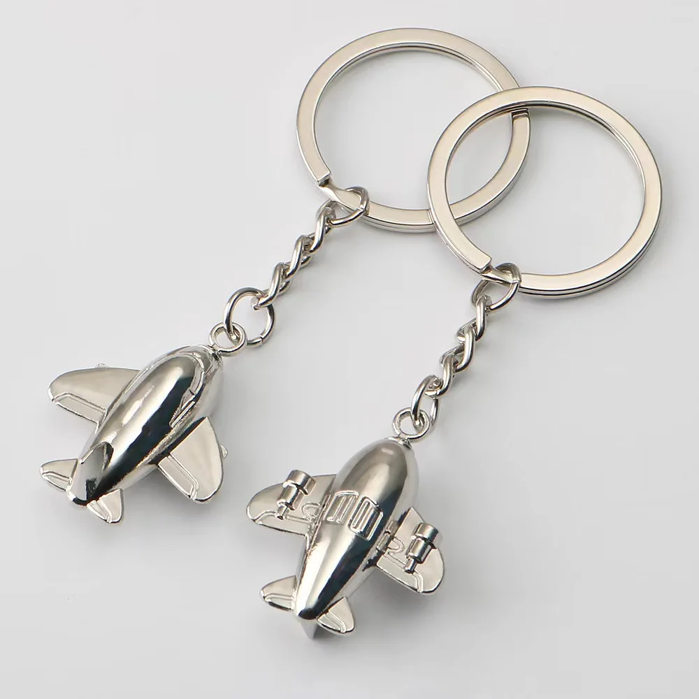 Metal Key Chain Fighter Aviation Airplane Keychain Three-dimensional Hanging Aircraft Key Ring Souvenir Gift Silver Aviation
