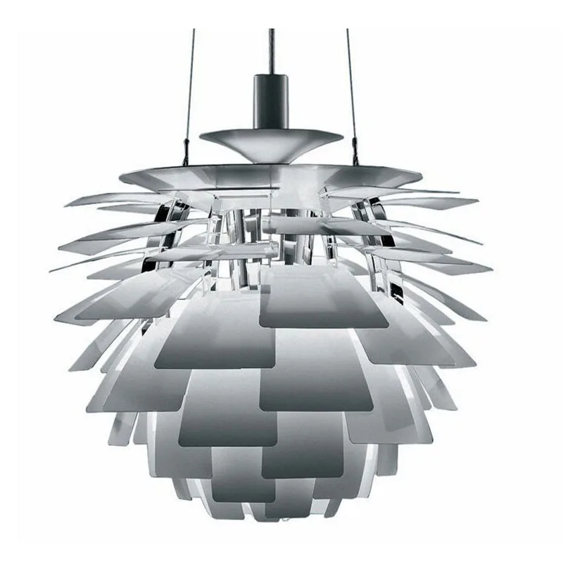 Nordic Modern Simple Chiba Aluminum Chandelier for Study Bar Bedroom Living Room with Pine Nut Brushed Pendant Light Home Decor