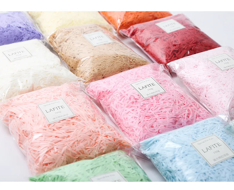 Multi-color Wholesale shredded tissue paper crinkle for gift protection raffia