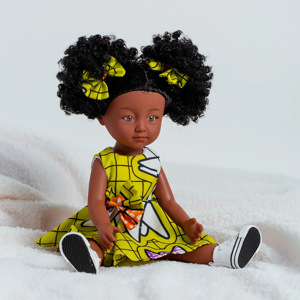 Wholesale 35cm Silicone Doll African Doll Clothes 14 Inch Gift Black Baby Dolls For Kids