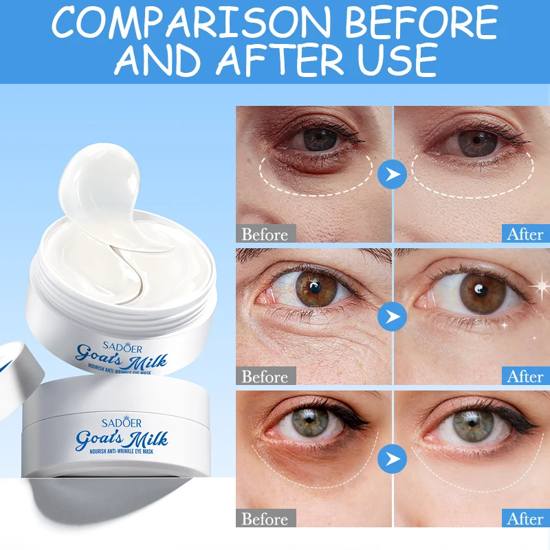 OEM SADOER Private Label Goat Mik Nourish Anti-wrinkle Remove Dark Circles Eye Mask Wholesale Korean Organic Under Eye Patches