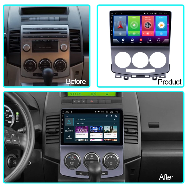 Автомобильный радиоприемник 9 дюймов Android видео аудио для Mazda 5 2005-2010 сенсорный экран стерео GPS BT мультимедиа