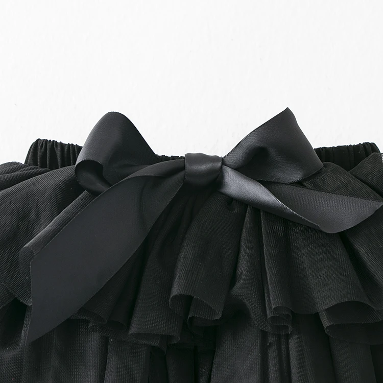 Baby girls tutu skirt black bow tulle buttocks wrapped pants uerskirt pettiskirt children clothing 4-layered tulle fluffy skirt