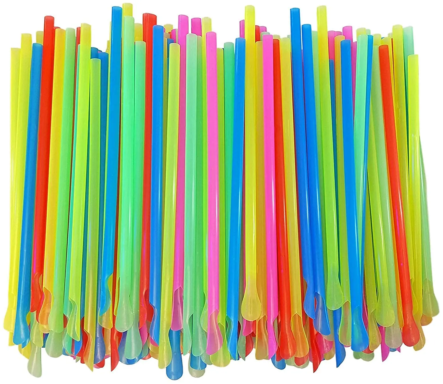 Plastic spoon straws Disposable Stocked PLA Biodegradable Spoon Straw for Ice