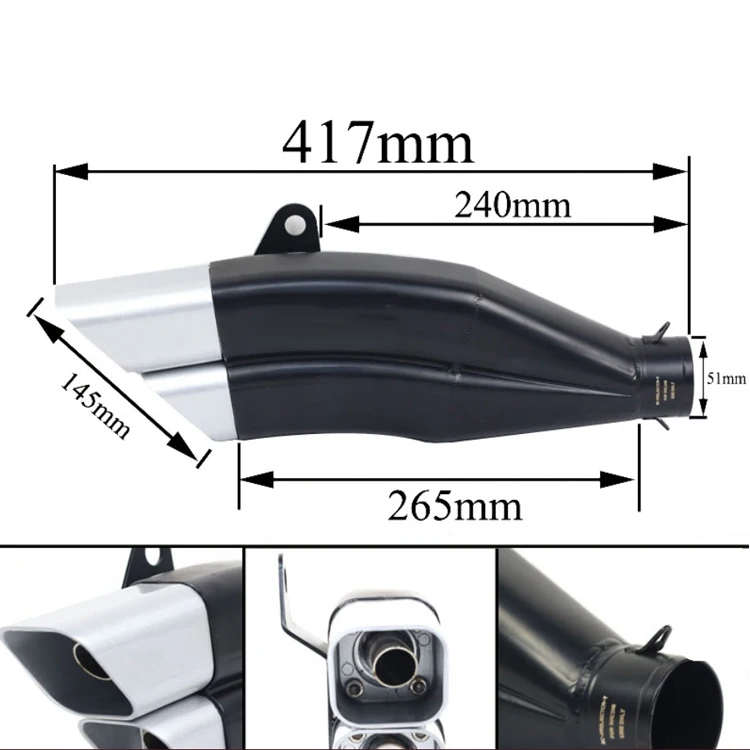 51mm 250cc motorcycle exhaust pipe system mofle para moto