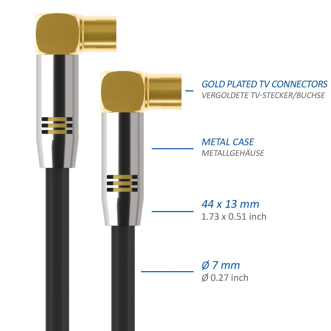 High Speed Right Angle Aluminum Casing RF TV Antenna Satellite RG6 3C-2V F Plug 9.5mm Sat Coaxial Cable RG58 RG59 RG6 RG11