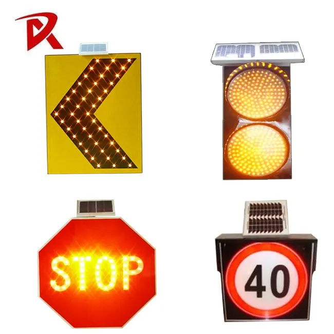 Solar LED Aluminum Reflective Custom Warning Road Safety Traffic Sign 2023