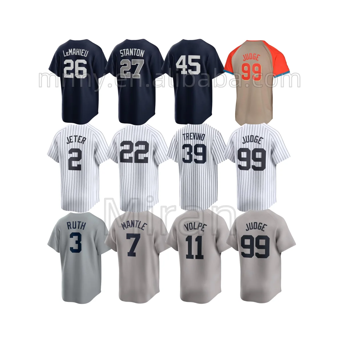 Оптовая продажа новый стиль сшитый бейсбольный трикотаж 2024-25 #2 JETER #45 COLE #99 высококачественный с вышивкой