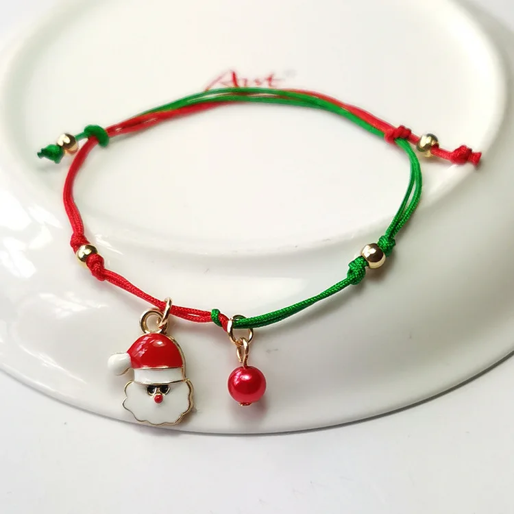 Christmas Bracelet Alloy Christmas Tree Snowman Elk Snowflake Bells Gift Bracelets Custom Santa Handmade Beaded Bracelets
